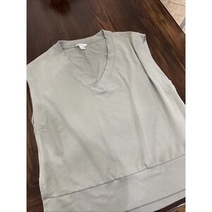 Athleta Sweatshirt Womens XL Sage  Retroterry V-Neck Pullover Knit Sleeveless